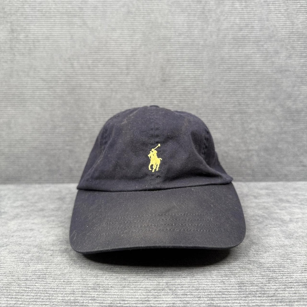 Polo Ralph Lauren Mens Navy Blue Gold Pony Logo Adjustable Baseball Cap Hat